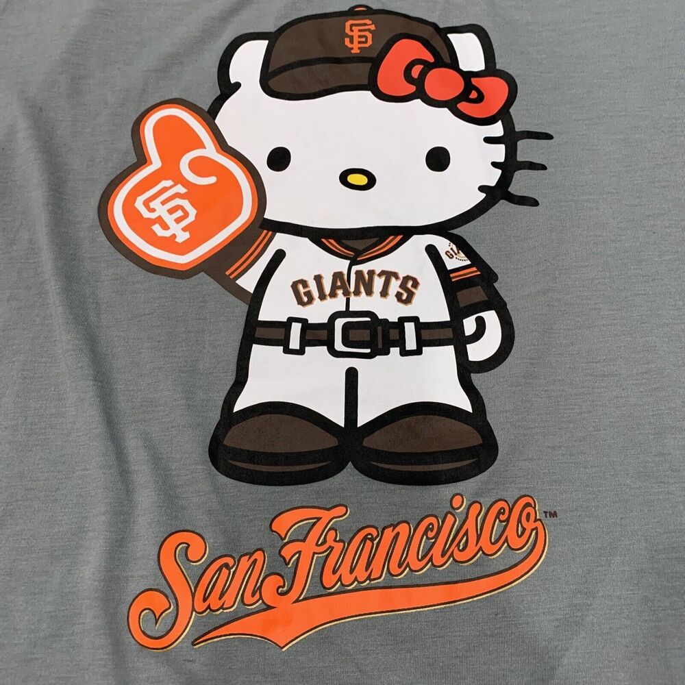 Rare Limited San Francisco Giants Sanrio Hello Kitty T-Shirt Size XL MLB worn 1x - Picture 2 of 6
